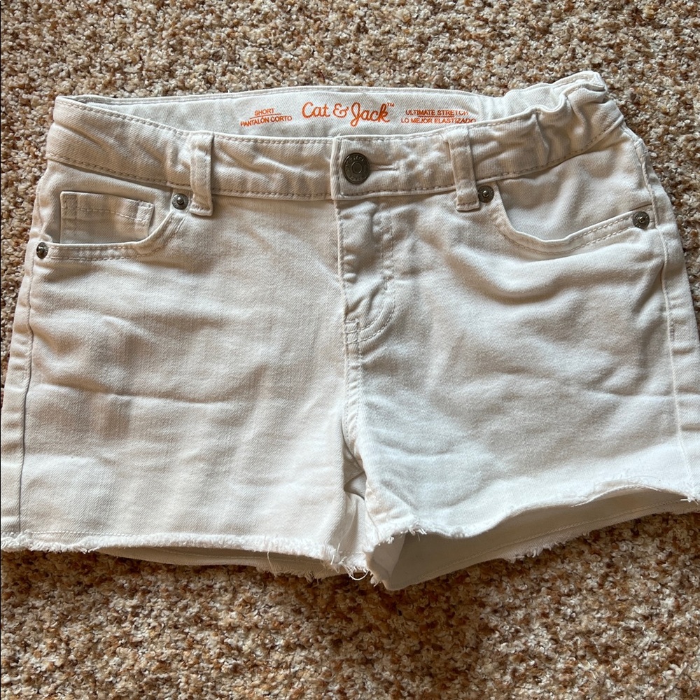 Cat & Jack Pale Blue and White Denim Frayed-Hem Women’s Shorts - SET OF 2 - Picture 4 of 5